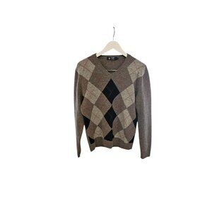 J.Crew Mens Argyle Pattern Lambswool Sweater Size L V-Neck MENS Dry Clean Only